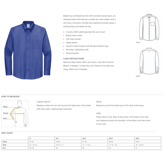 Brooks Brothers® Wrinkle-Free Stretch Nailhead Shirt (Tall)